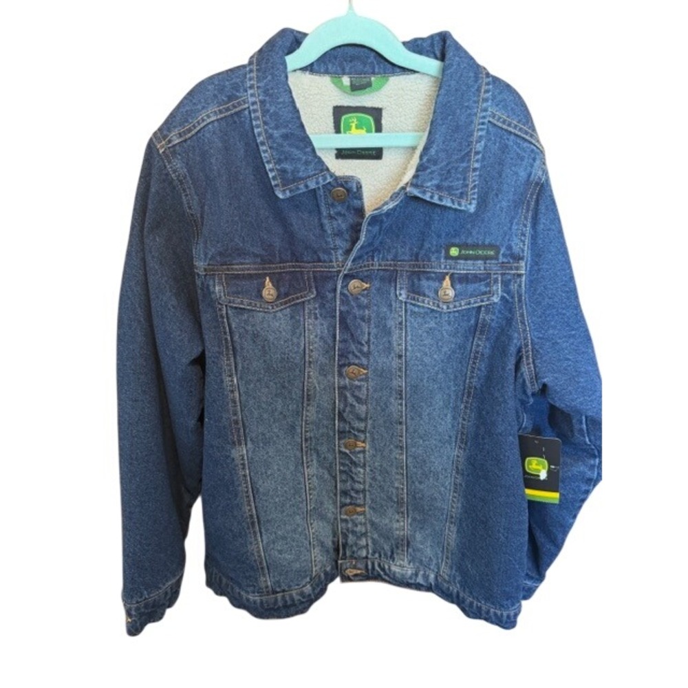 Kids NWT John Deere Sherpa Lined Denim Trucker Jacket Durable‎ Tough XL 14-16
